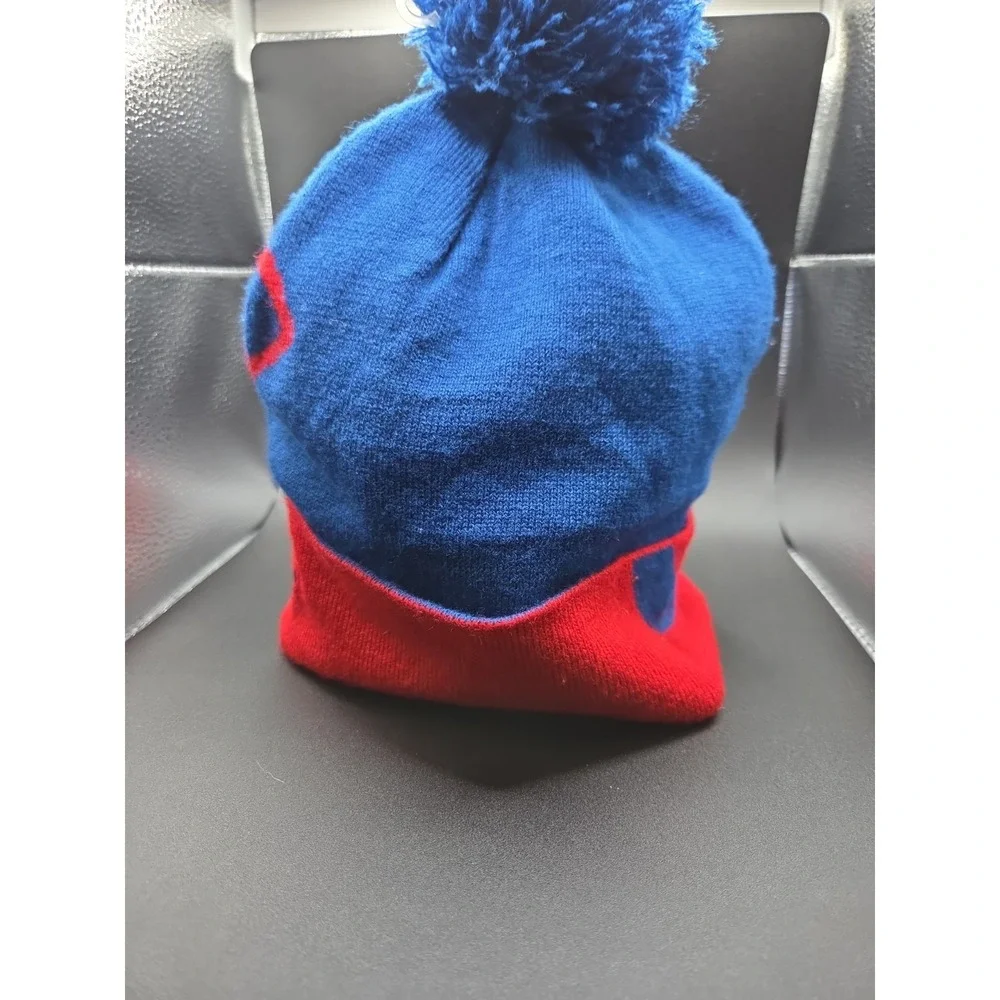 Fanatics Chicago Cubs MLB Baseball Pom Beanie Hat Mens OSFM Blue Red Knit C Logo